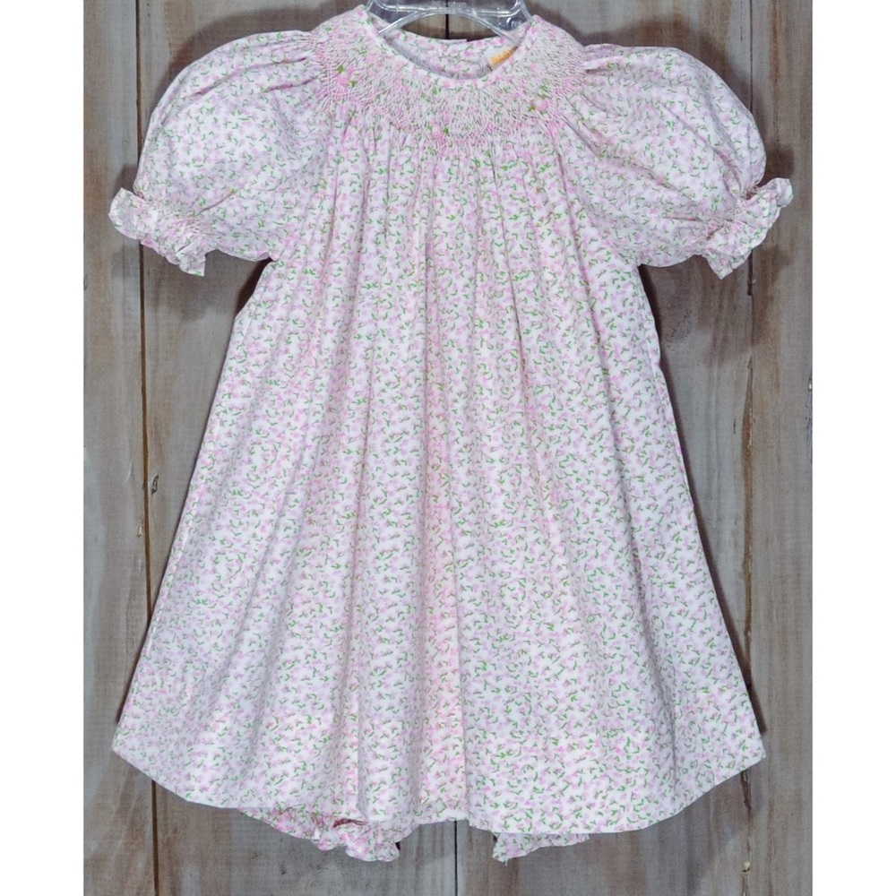 NWT | Pink Floral Smocked Bishop Dress Set | 18M